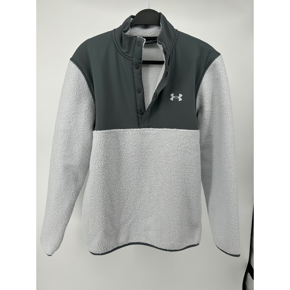 Under Armour Golf Mens Sherpa Fleece 1/4 Snap Pullover Jacket Gray Medium